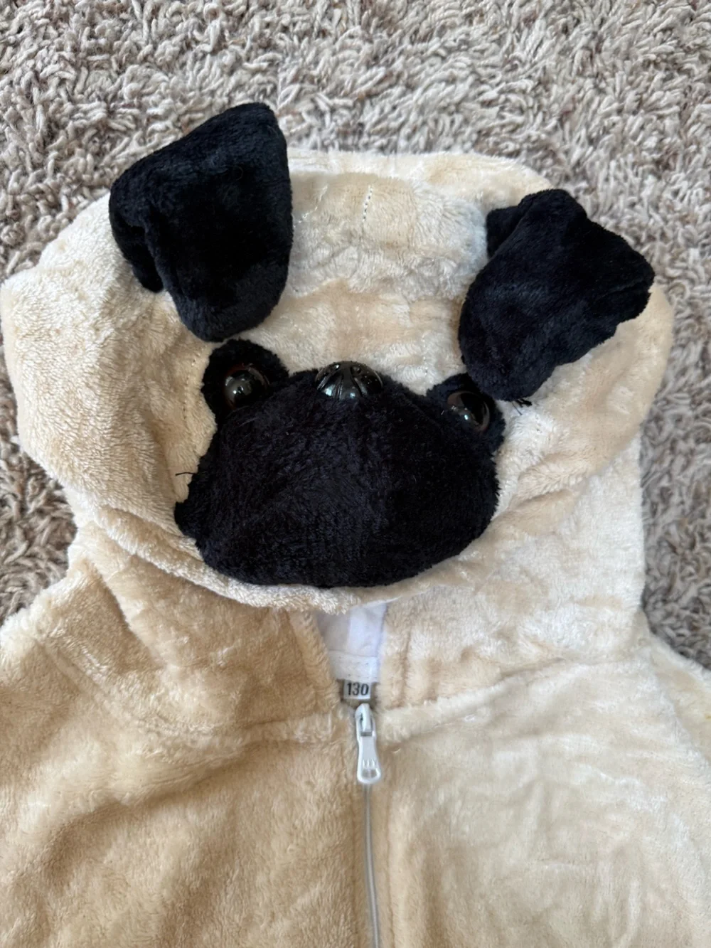 Pug/dog kids Halloween costume full zip suit (7-9 yr)